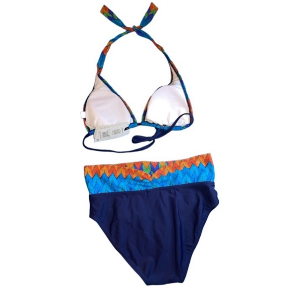 NEW SOLD OUT Speedo Valerie Colorful Chevron High waist 2 Piece 50+UV Bikini - Picture 5 of 7
